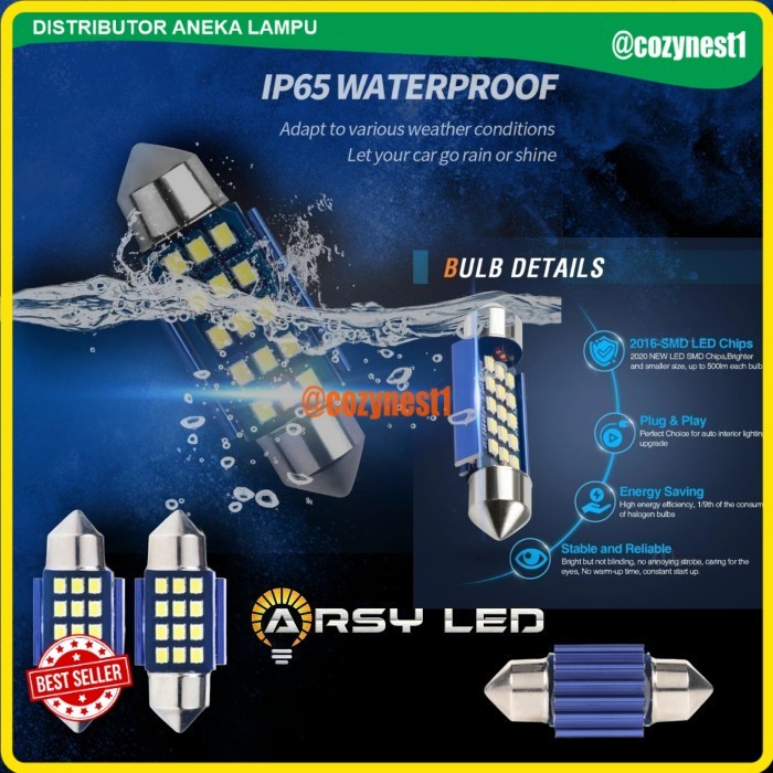 (ALT) Lampu Led Plafon Mobil Kabin 31 ARTBLUE Avanza Xenia Calya Sigra - Biru Muda