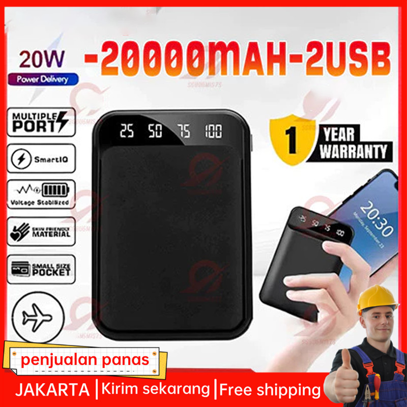 PROMO COD PowerBank 20000mAh Robot Power Bank mini Fast Charging Quick Charge Led Digital Display Ka