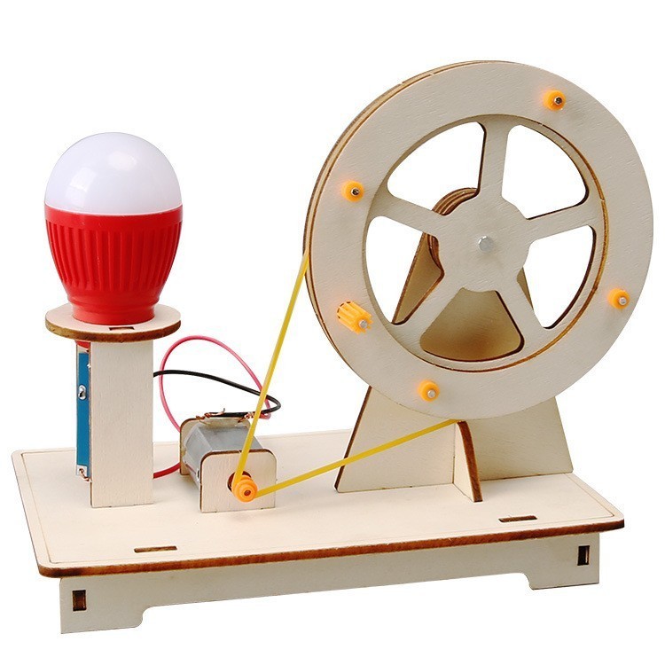 Mainan Generator Kayu Mainan Edukasi Anak Wooden Bulb Generator Assembled Toys Mainan Kincir