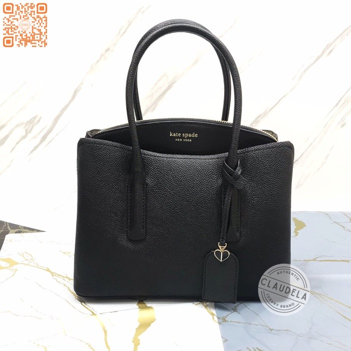 Kate Spade Margaux Top Handle Satchel Medium in Black Leather