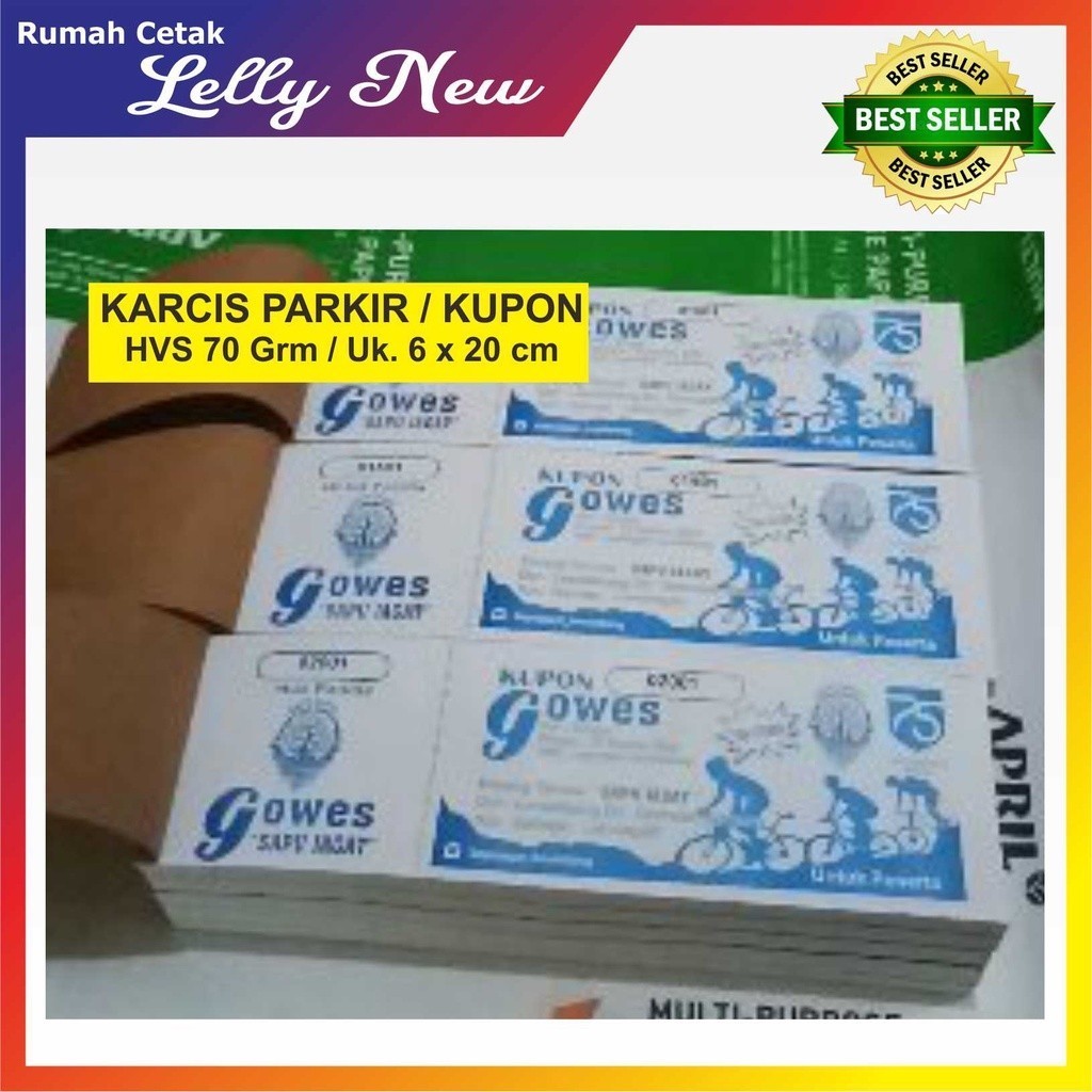 

KARCIS PARKIR / KUPON JALAN SEHAT , GOWES / TIKET MASUK (HVS 70 GRM UK. 6X21 CM)