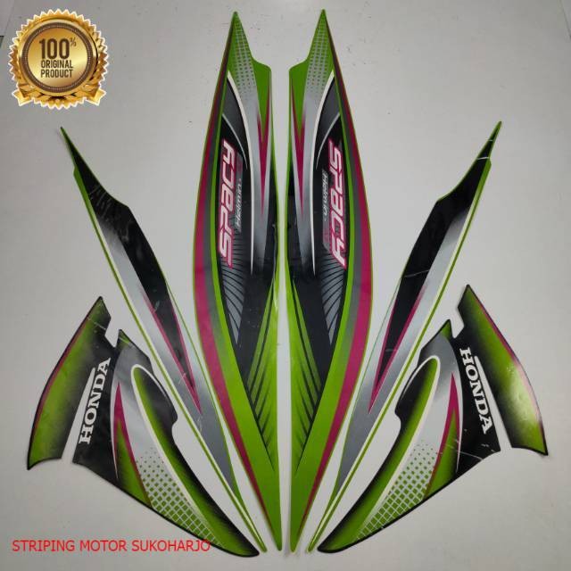 (ORI) striping honda spacy karbu 2011 2012 hijau  kualitas original