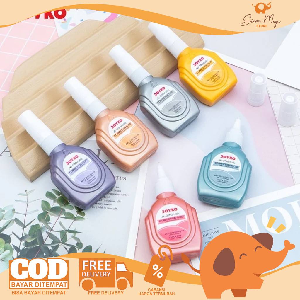 

JOYKO Correction Fluid JK-01 Metallic - Penghapus Cair / Cairan Koreksi Tip-Ex Metalik Murah