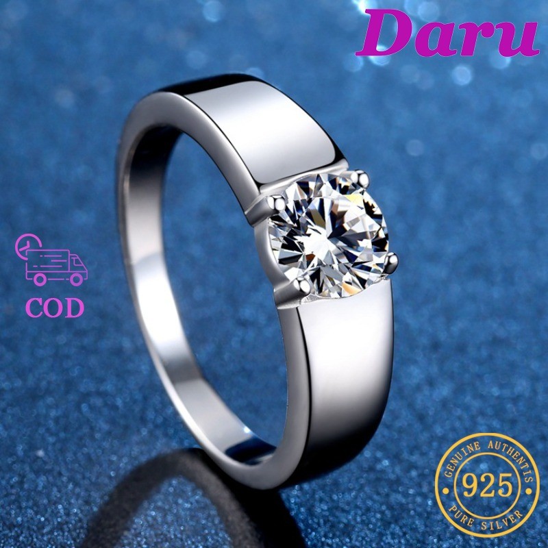 Cincin Kawin Pria Sederhana Moissanite Platinum 2 Karat Pt950
