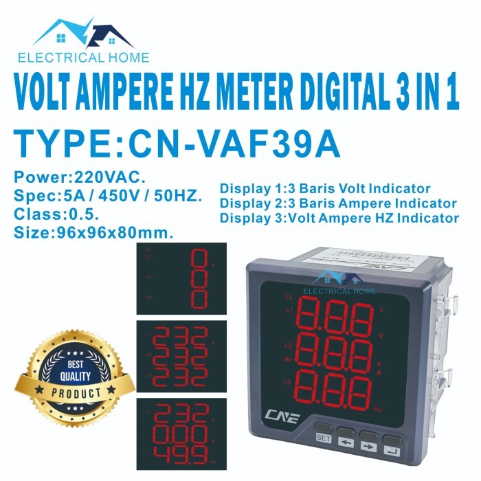 Volt / Ampere / HZ Multi Meter Digital 96x96mm 3 Phase Multi Meter