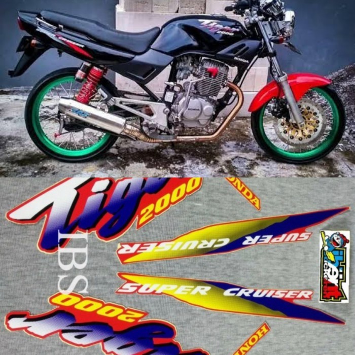 TIGER KUNING BIRU 2000 STRIPING STANDAR HONDA POLET