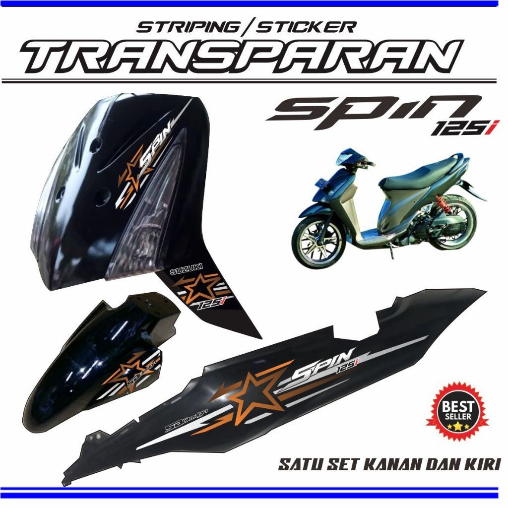 POLET STRIPING MOTIF Striping Transparan Motor Spin 2009 Sticker Bintang Keren