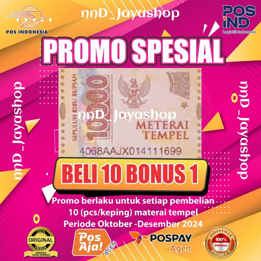

materai10000 tempel ( Per 40 pcs/keping) RESMI PERURI
