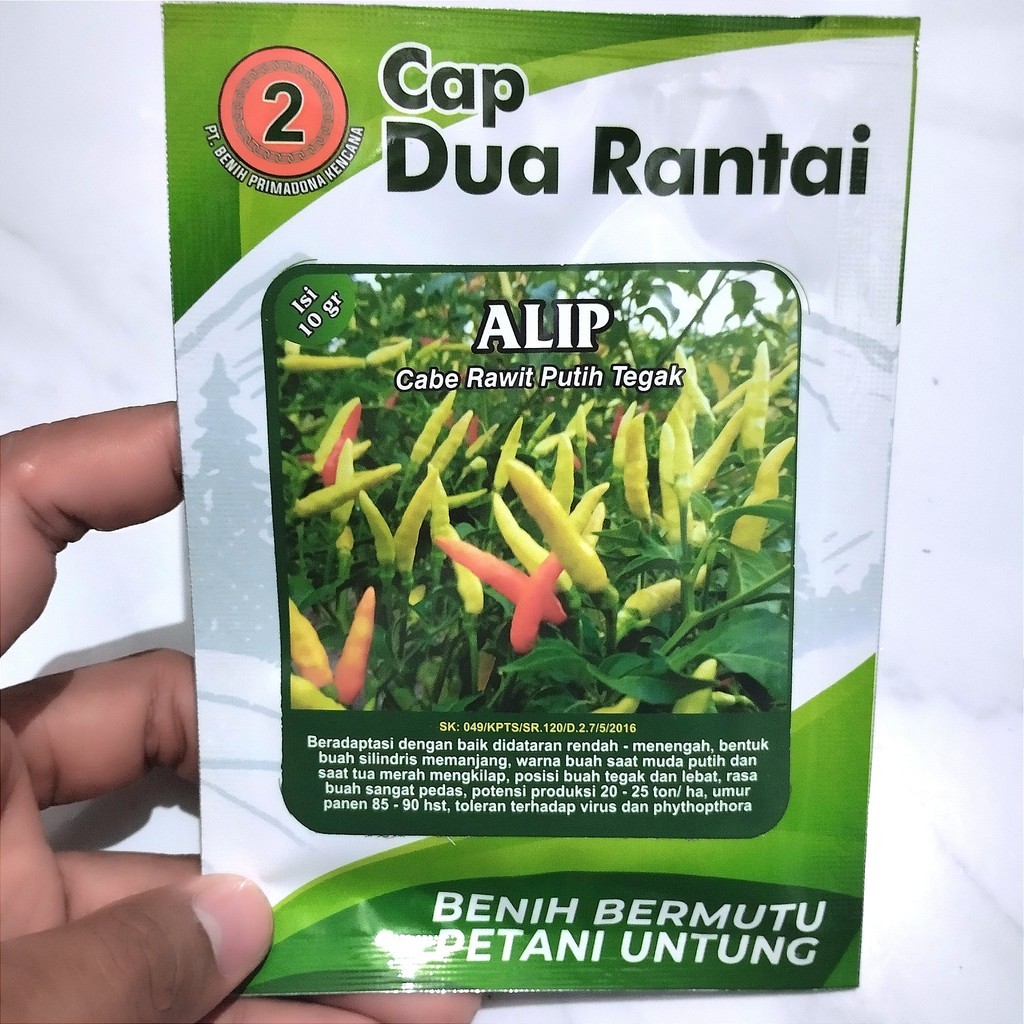 Benih Cabe Cabai Rawit Putih Tegak ALIP 10 gram Biji Bibit Cap Dua Rantai