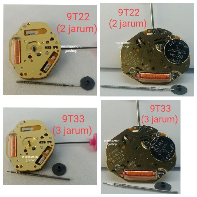 mesin jam 9T22 2 jarum 9T33 3 jarum miyota japan