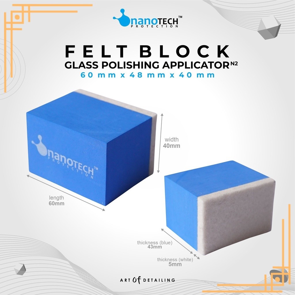 GLASS POLISHING APPLICATOR FELT BLOCK - NANOTECH PROTECTION - APLIKATOR POLES JAMUR KACA MOBIL - PAD