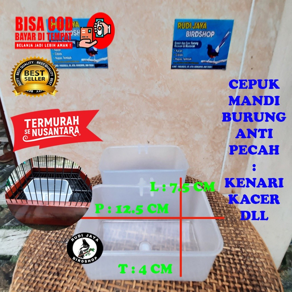 CEPUK MANDI BURUNG KOTAK LENTUR PLASTIK ANTI PECAH MANDI BURUNG LOVEBIRD MURAI KACER KENARI