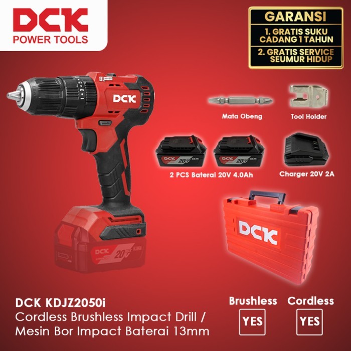 Mesin Bor Impact Cordless Brushless Impact - 2 Battery DCK KDJZ2050iEM