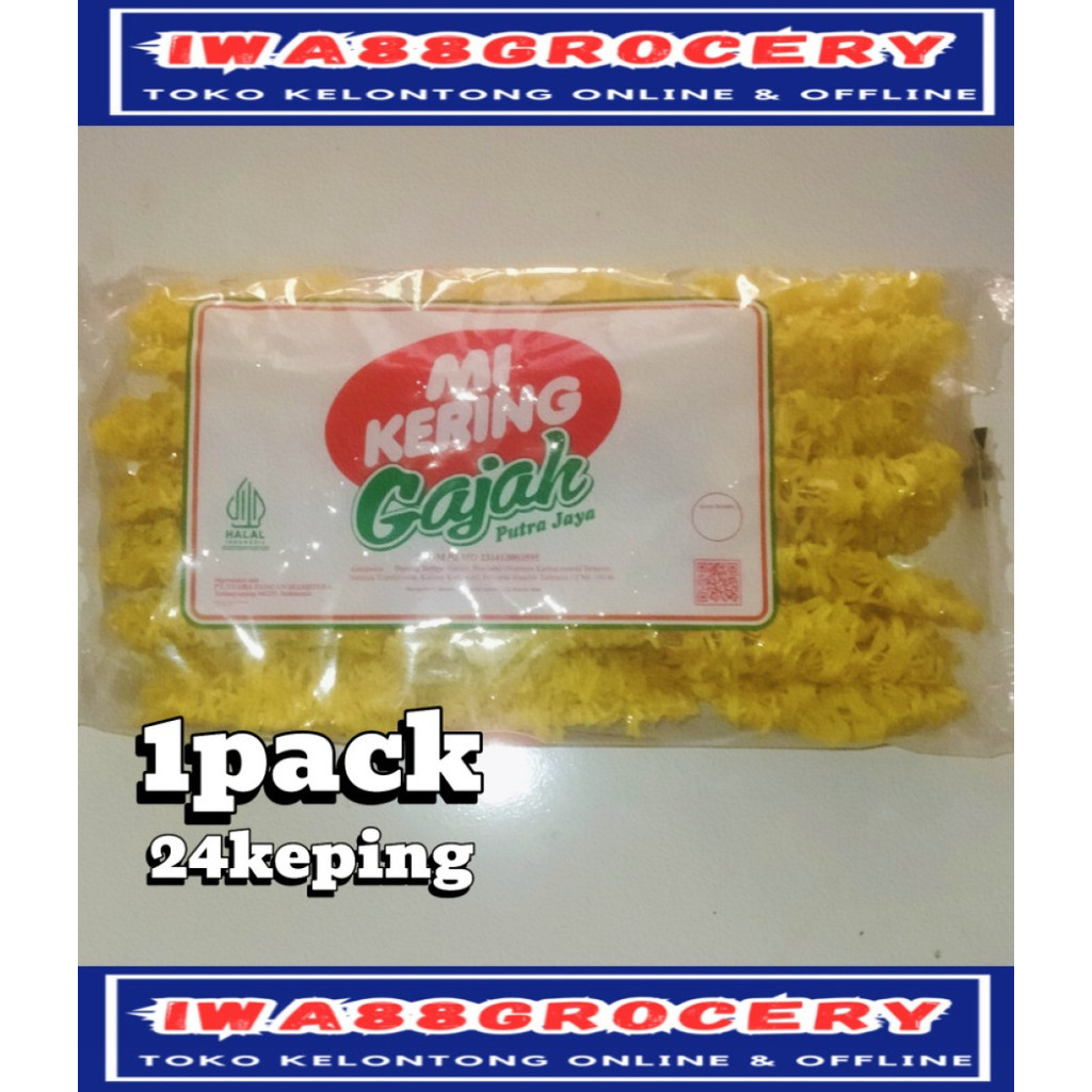 

Gajah mie telur mie kering 1pack isi 24 keping