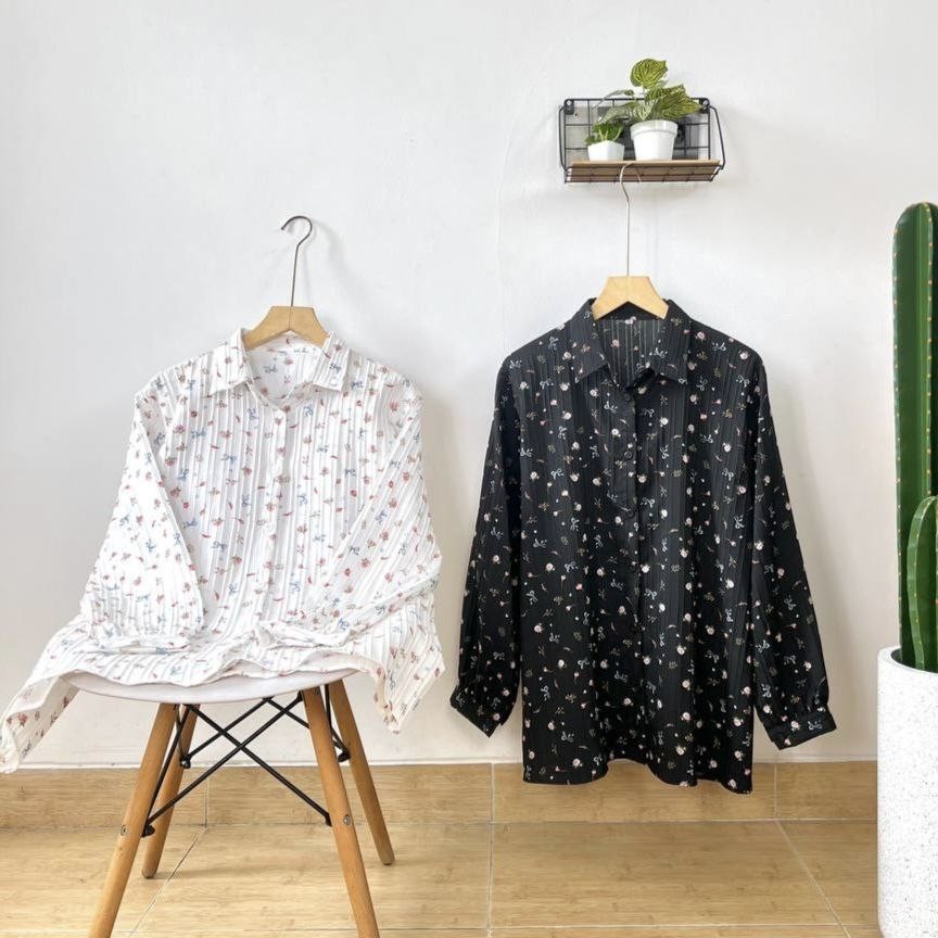 PARXETSHOP  AKAVI - KINAR KEMEJA CRINKLE ELORA SUPER JUMBO KEMEJA BIGSIZE ATASAN OVERSIZE LD 120 130