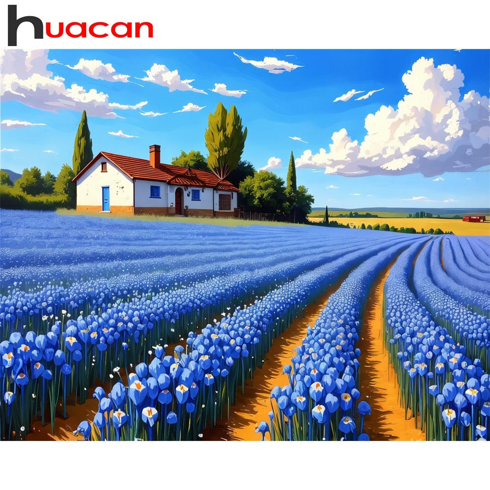 

Huacan Picture Oil Painting By Numbers Lavender Landscape Coloring On Canvas Handmade Europe Art Wall Decoration