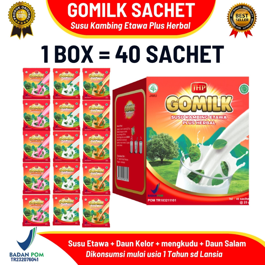 

Susu Kambing Etawa GOMILK Sachet 1kg – Herbal Nafsu Makan, Maag, Asam Urat, Tulang Kuat