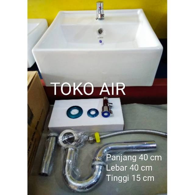 Terlaris Paket Wastafel kotak besar Lengkap afur sifon stainless/Wastafel cuci tangan