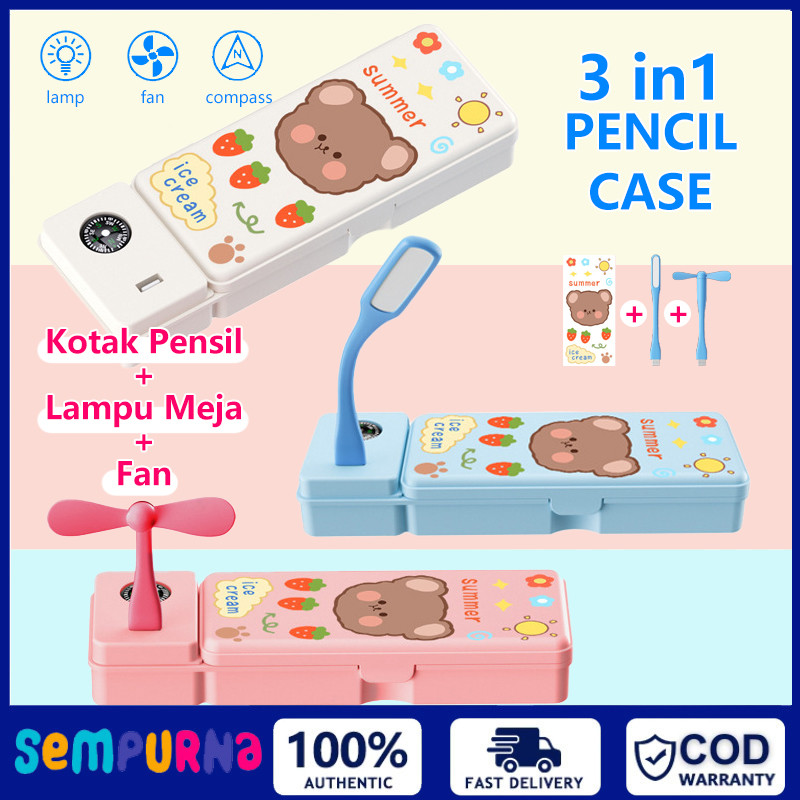 

3 IN 1 Kotak Pensil Multifungsi Lampu Meja / Kipas Angin Kecil Hadiah / Tulis Kotak Penyimpanan / Siswa Sekolah Dasar Dan Menengah Kotak Pensil Kreatif