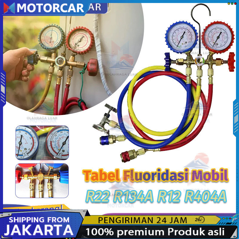 1 Set Alat Pengisian Freon Kulkas Brass Double Manifold Multi One Cool Pengisian Freon Ac Mobil Ac K