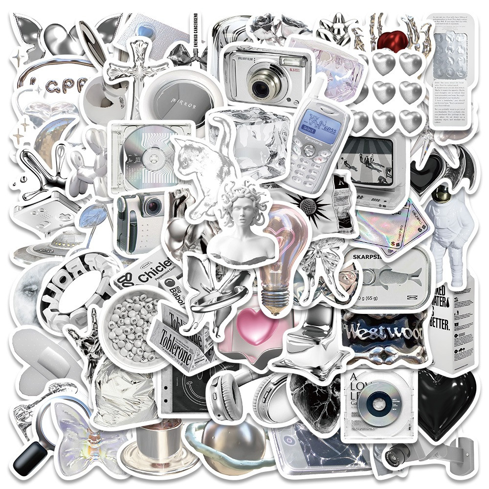 

Stiker Aesthetic Silver Keren Stiker Ins Gaya Logam Decal Vinyl Anti Air-Sticker Buku Journal Koper Casing HP Laptop Helm Motor