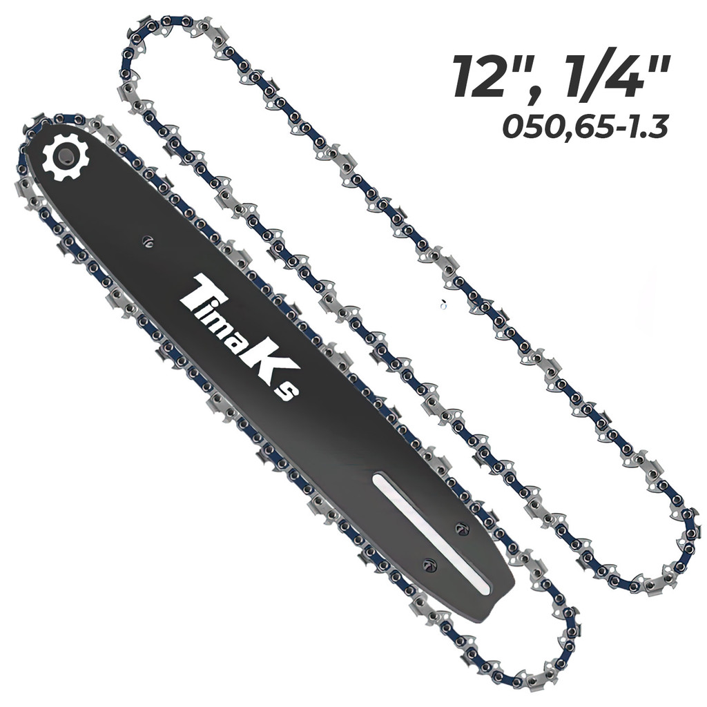 Chainsaw Guide Bar Rantai Ukuran 6/8/12 Inch Set Bar Rantai Chainsaw bahan Baja - 6764