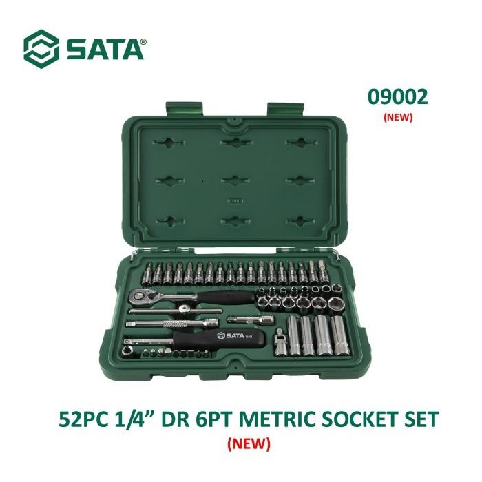 SATA 09002 Kunci Socket Set 52PC 1/4" Dr. 6PT Metric Socket Set