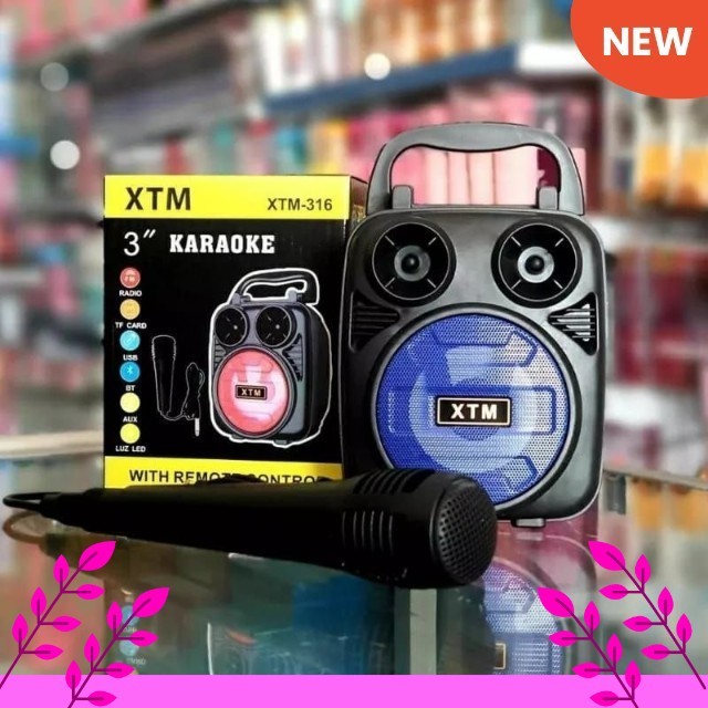 XTM 316 Speaker Bluetooth Speaker Mic Karaoke Wireless Portable Music Karaoke XTM-316