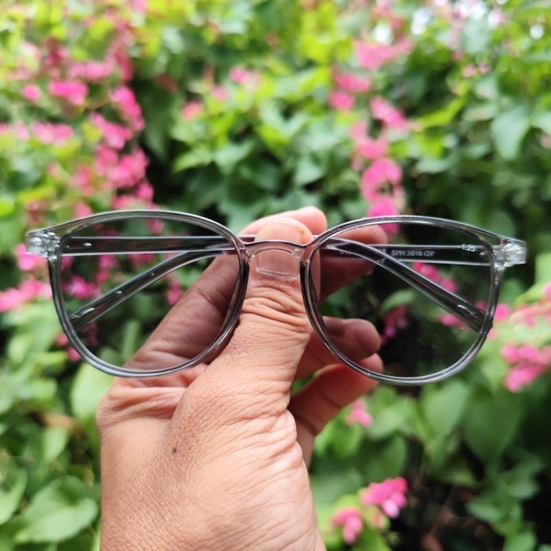 Kacamata Minus Frame Oval Warna Abu dan Coklat untuk Pria dan Wanita