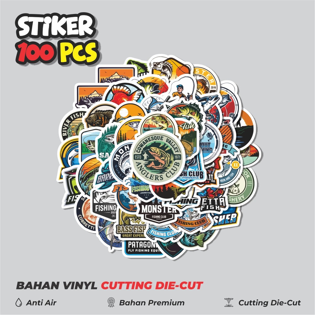 

Terbaru! 50 pcs Stiker Logo Fishing [Memancing] Dekorasi Lucu Kreatif untuk Notebook, Skateboard, HP