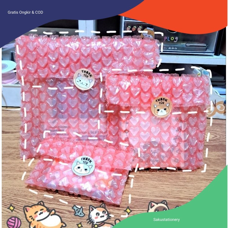

Pembungkus Paket Bubble Wrap Love Bentuk Kantong Packaging