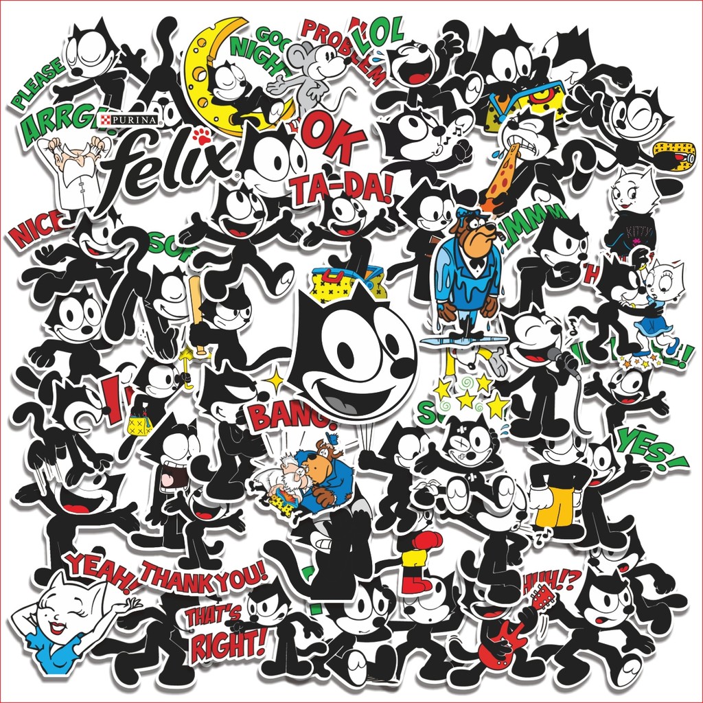 

COD 50 Pcs Stiker Felix The Cat Cartoon Lucu Anti Air Untuk Dekorasi Notebook Sepeda Skateboard Handphone DIY