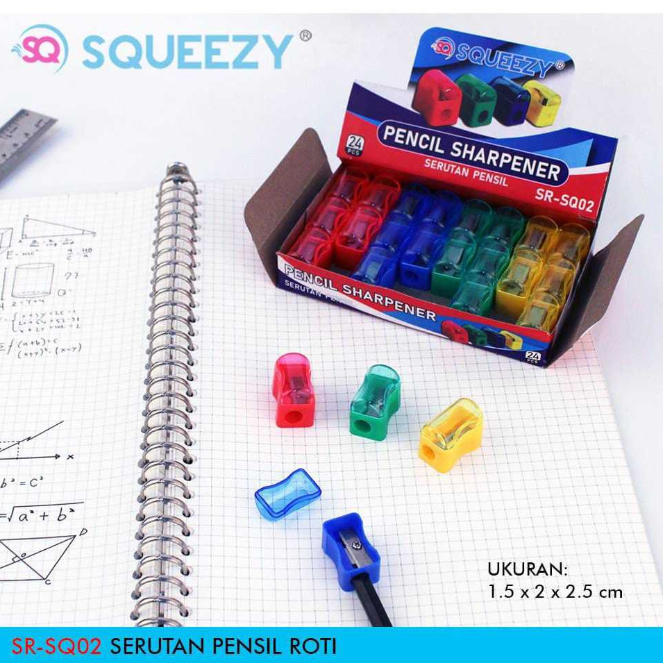 

RGT- Serutan Pensil Roti Warna Mini / Rautan Pensil Roti Warna SR-SQ02 Isi 24 Pcs