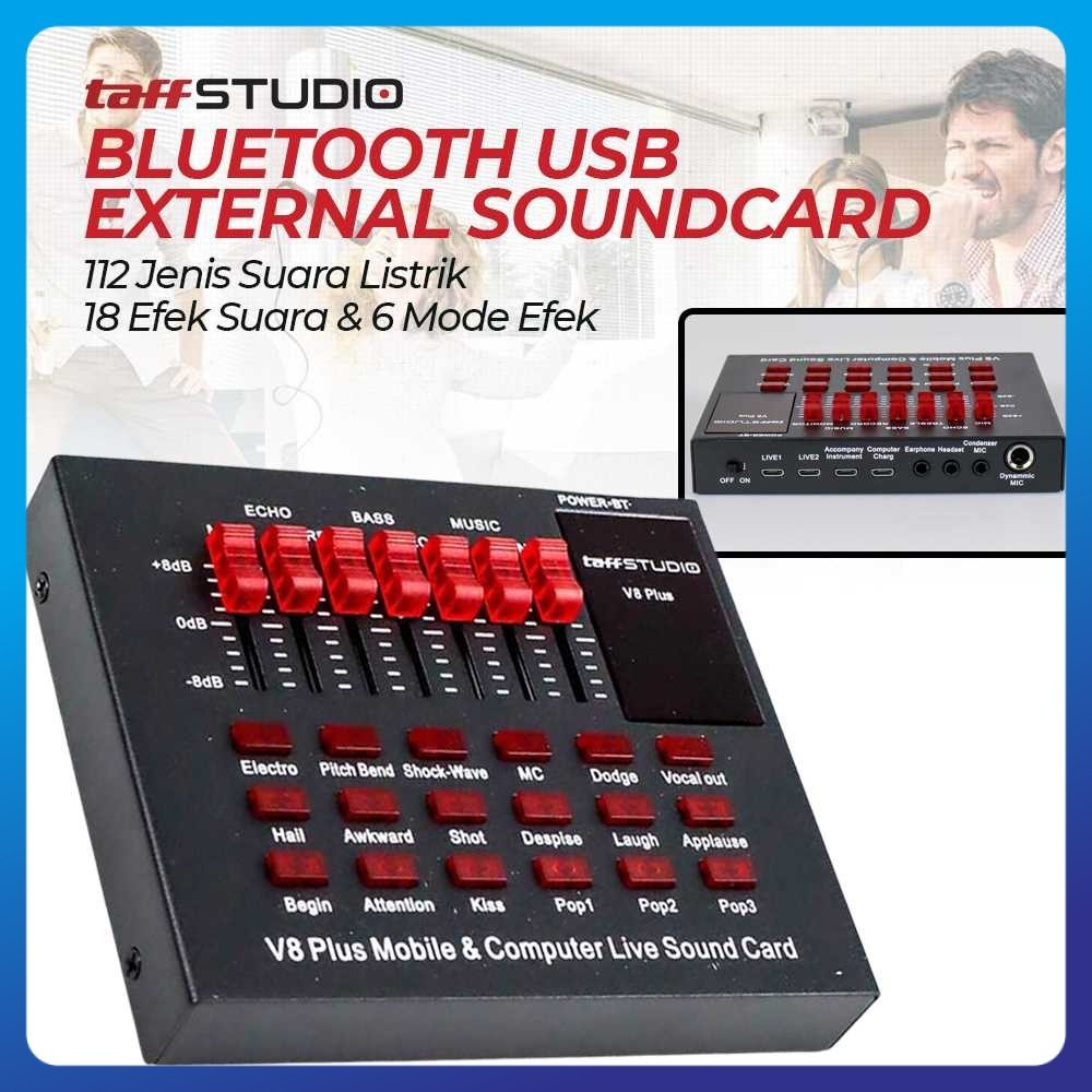 Soundcard V8 Plus Bluetooth USB External Live Mic Headset - V8 Plus