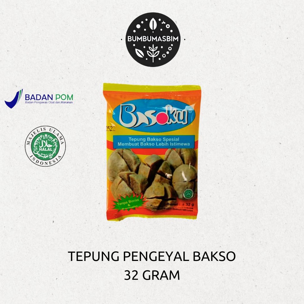 

Tepung Pengenyal Bakso | Basoku | 100% Aman & Praktis | 32 Gram