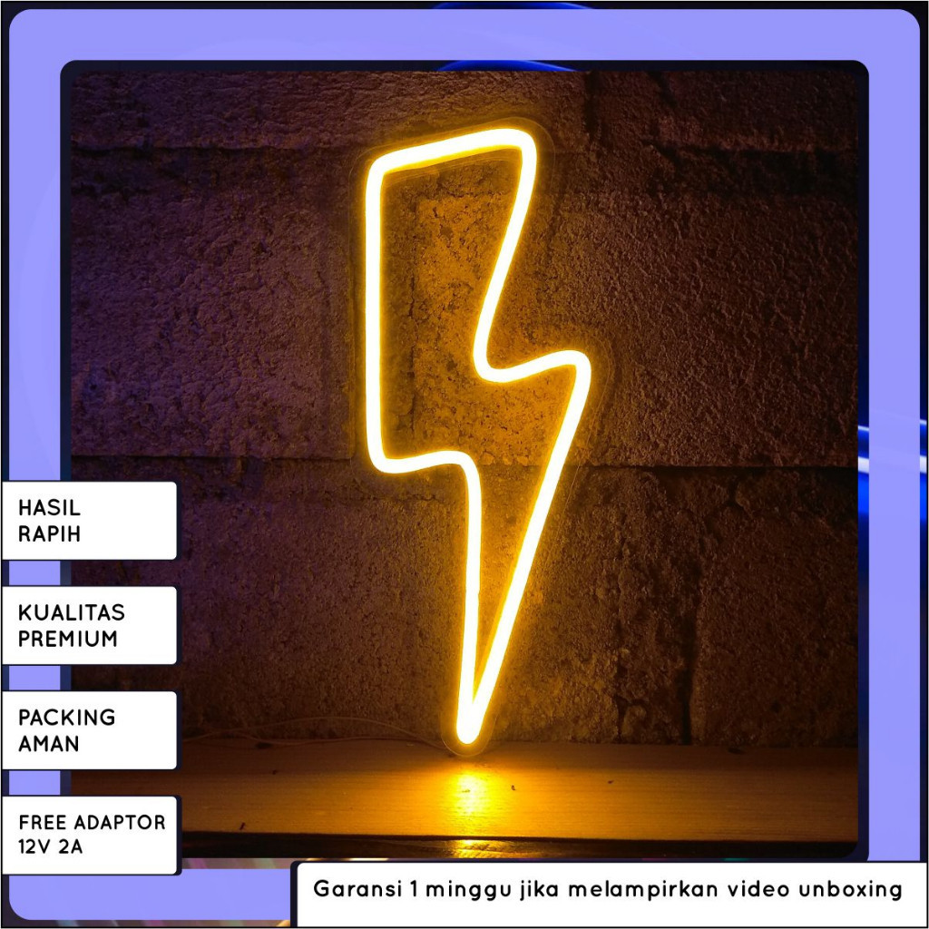 Neon Flex Petir Lampu Hias Neon Sign Lampu Akrilik Dekorasi Kamar Keren Dekorasi Aesthetic Lampu Tid