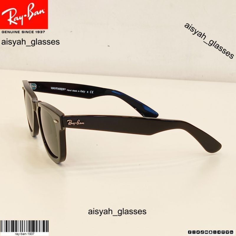 Kacamata Ray-ban Wayfarer RB2140 50 Original Full Black Glossy Original