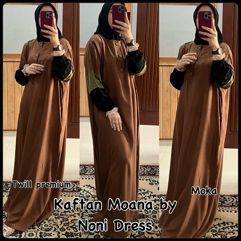 yb77bj Daster Arab NONI MOANA Maxi Dress Gamis Kaftan Twill Premium Big Size
