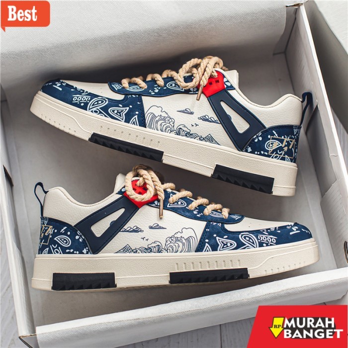 sepatu lari lokal terbaik 2025 Whoppy SL26  Cowok Keren Sneakers Casual  Dewasa Kulit Sintetis Putih