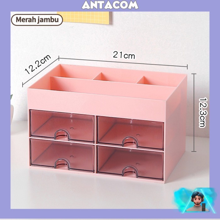 

Rak Laci Organizer Meja/Kotak Penyimpanan Serbaguna/Rak Susun Alat Tulis Aesthetic Minimalis - Merah Muda