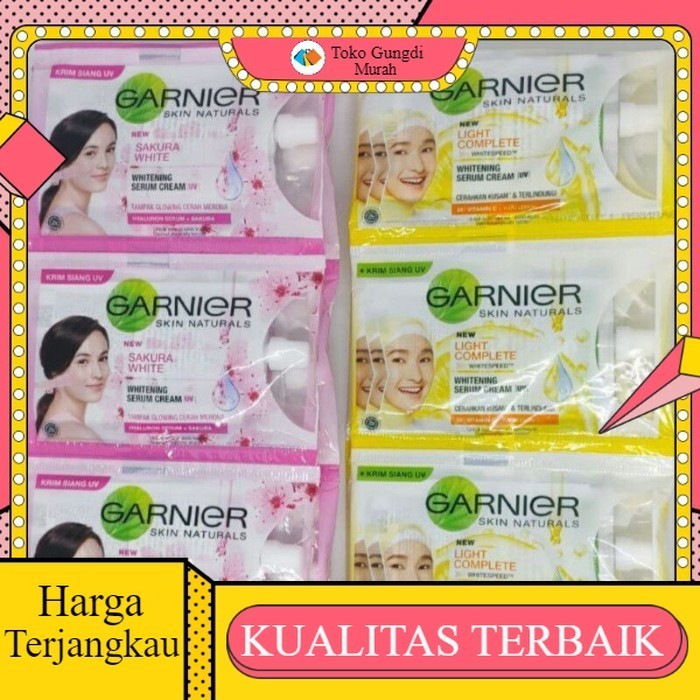 ( 1 renteng isi 12 ) Garnier Serum Cream UV Sachet Krim Wajah Garnier 7ml rencengan