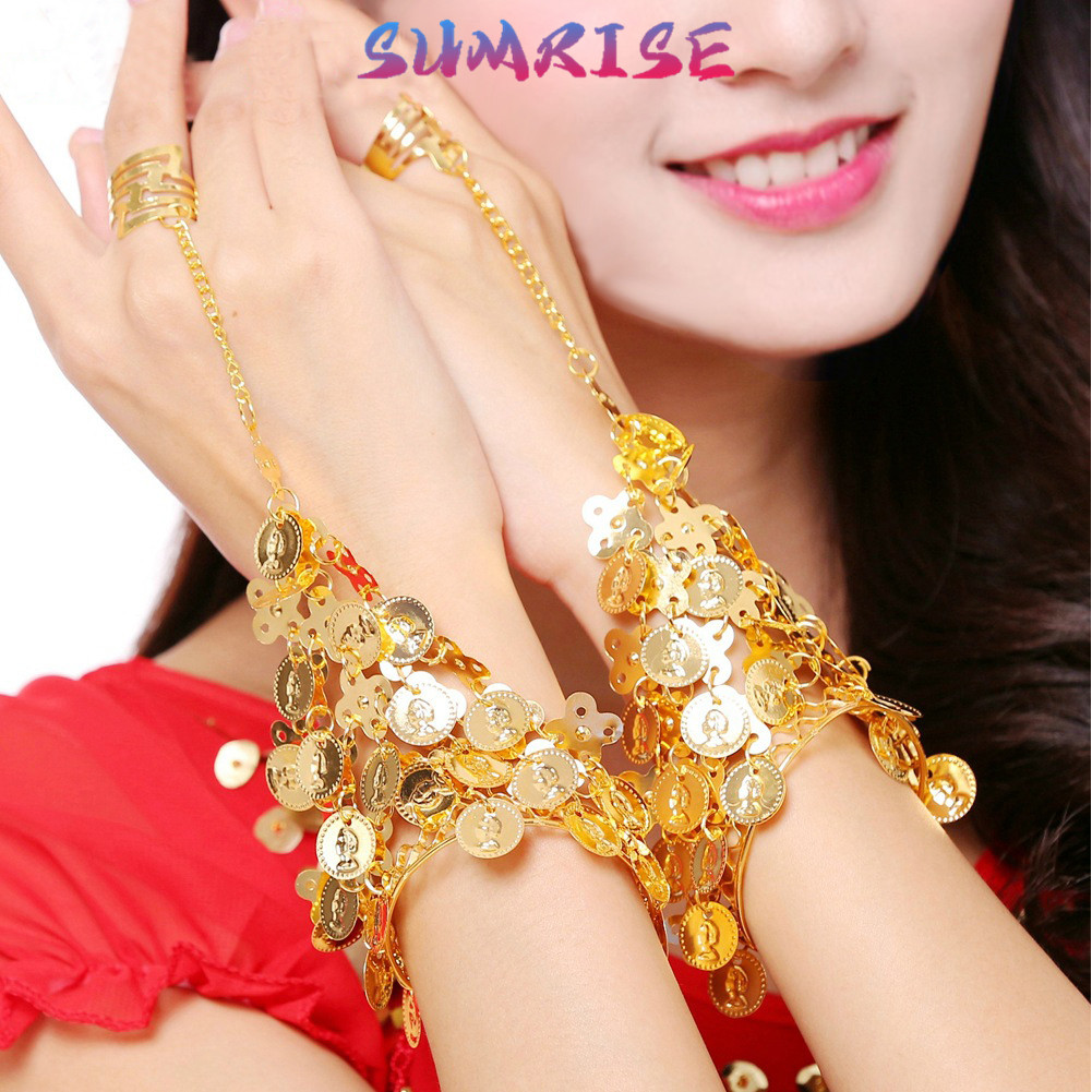 Gelang Rantai India Cincin Kuku Tari Tarian Kuku Pengantin Adat Kuku Emas dengan Rantai Gelang Kuku 