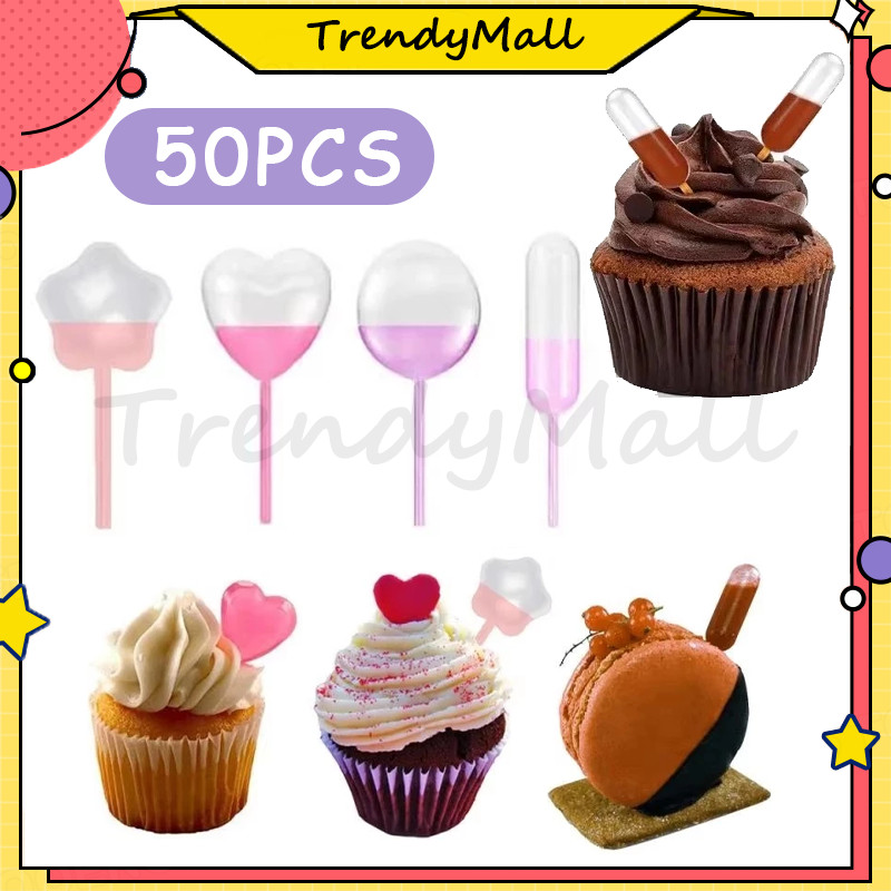 Pipet Cupcake 50 pcs 4ml Pipet Plastik kue Macaroons Dessert Selai Fla Saos Kecap