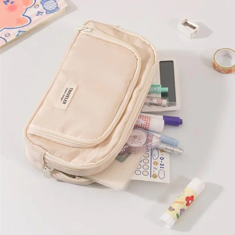 

Creative Fashion Pencil Case for Kids Boy Girl Simplicity Solid Color Pencil Bag High Capacity Stationery Storage Bag School
