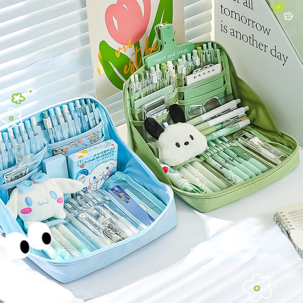 

Kapasitas besar kotak pensil 12 Layer tas pensil Multifungsi Ruang penyimpanan ekstra besar Sederhana dan bergaya pensil box aesthetic