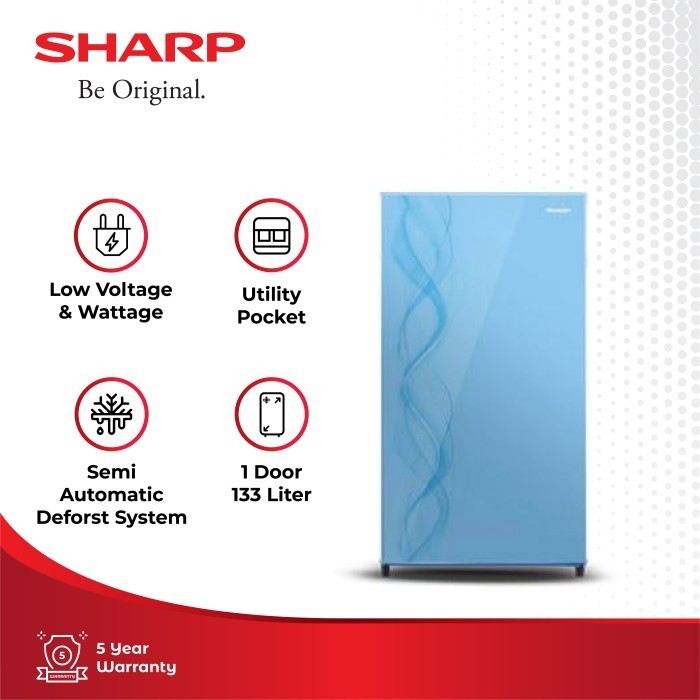 [CIREBON] SHARP Kulkas 1 Pintu SJ-N162D-AB Kirei III Aurora Blue 133L