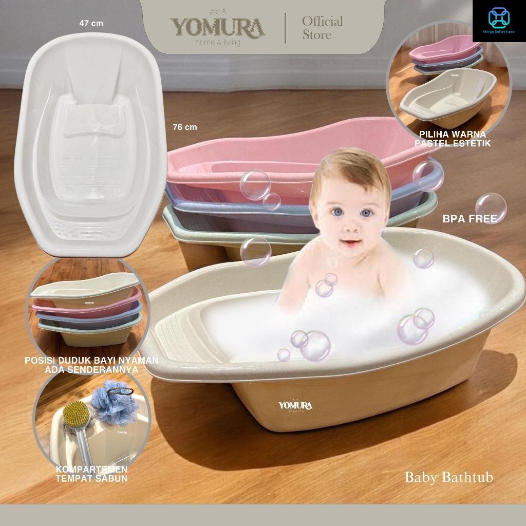 YOMURA Bak Mandi Bayi JUMBO+Senderan BPA Free/ Baby Bathup Besar/ Tempat Mandi Bayi Anak Balita/ Bab
