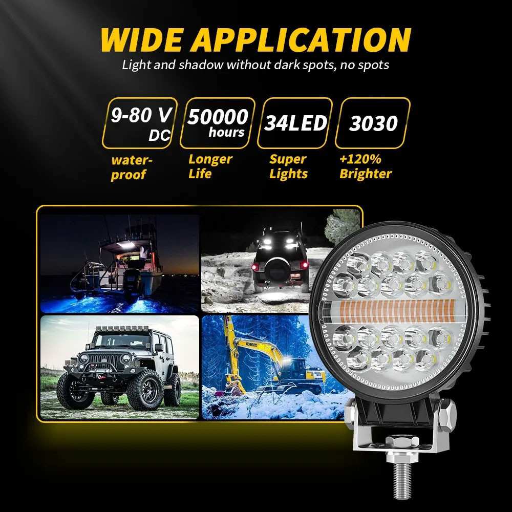 

- DXZ Lampu Sorot Tembak Mobil LED Floodlight 2in1 Color IP67 96W - LED34 -