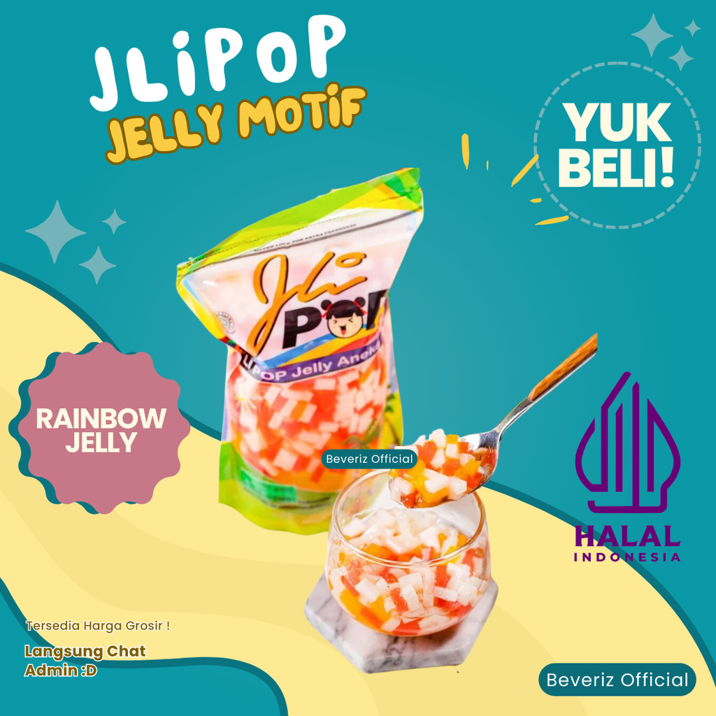 

BEVERIZ Rainbow Jelly Premium 600gram - Topping Minuman Motif {BISA COD}{TERSEDIA HARGA GROSIR}