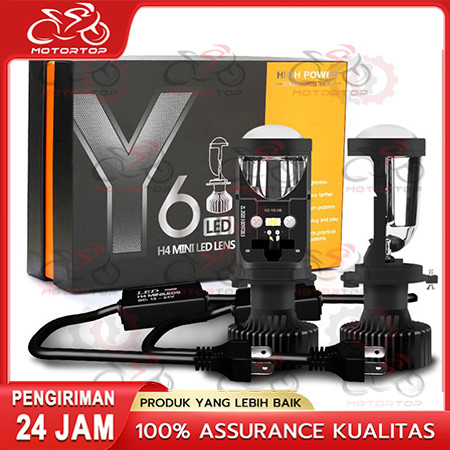 【Mendukung COD】2Pcs Mini Projie H4 Mobil Led Mobil Motor Y6D Y13 H4 130W Super Terang Lampu Led Utam